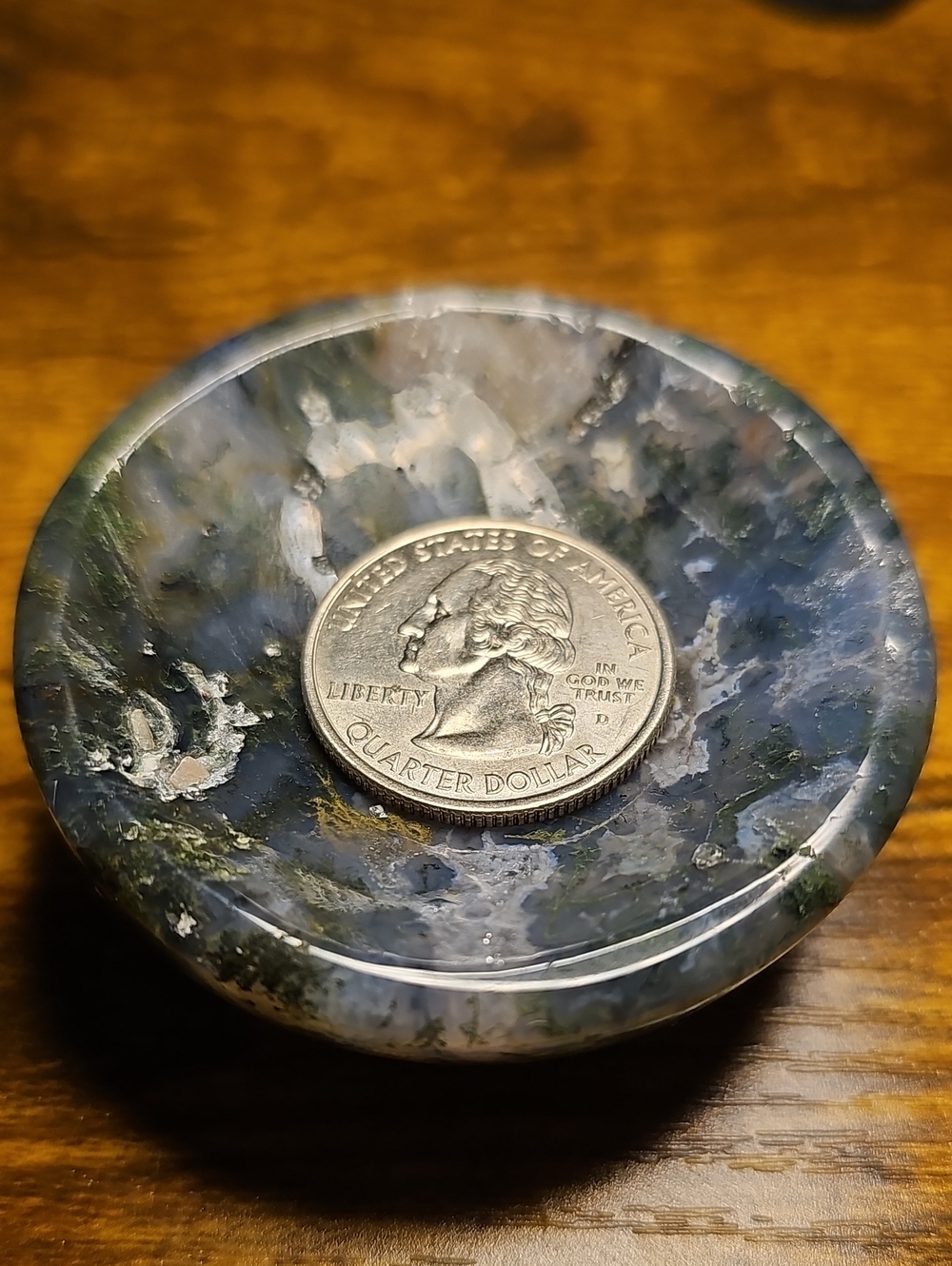 Moss Agate Polished Trinket Bowl - Blue Green White - Picture 7 of 8